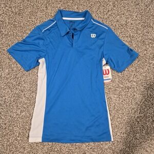 2011 Wilson Tennis Men's Polo Shirt Size XS NEW Deadstock Blue And White Perf